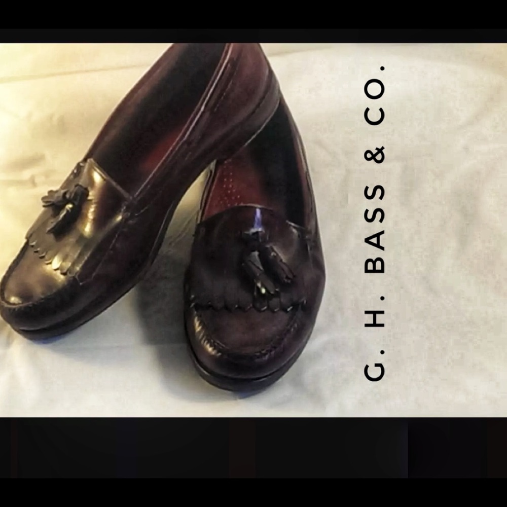 G. H. Bass Tassel Loafers Brown Leather Size 10D